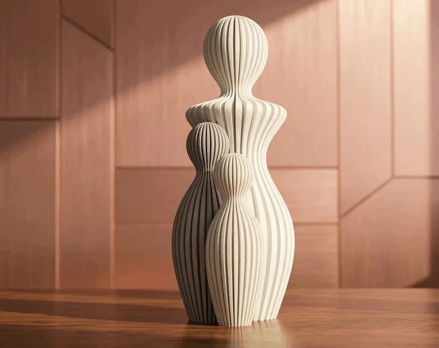 Mother & Two Children Sculpture
