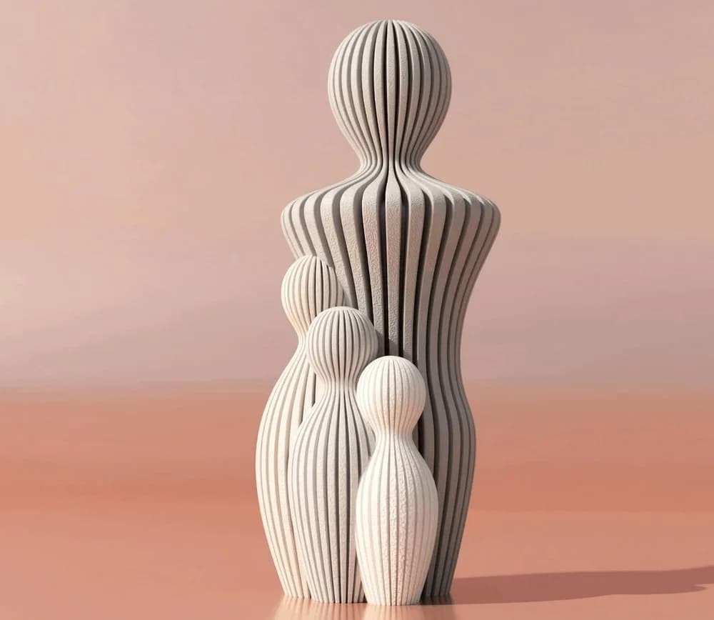 Father & Three Children Sculpture