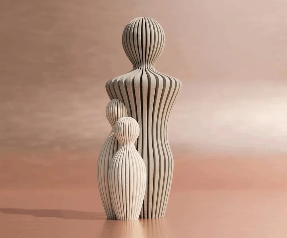 Father & Two Children Sculpture