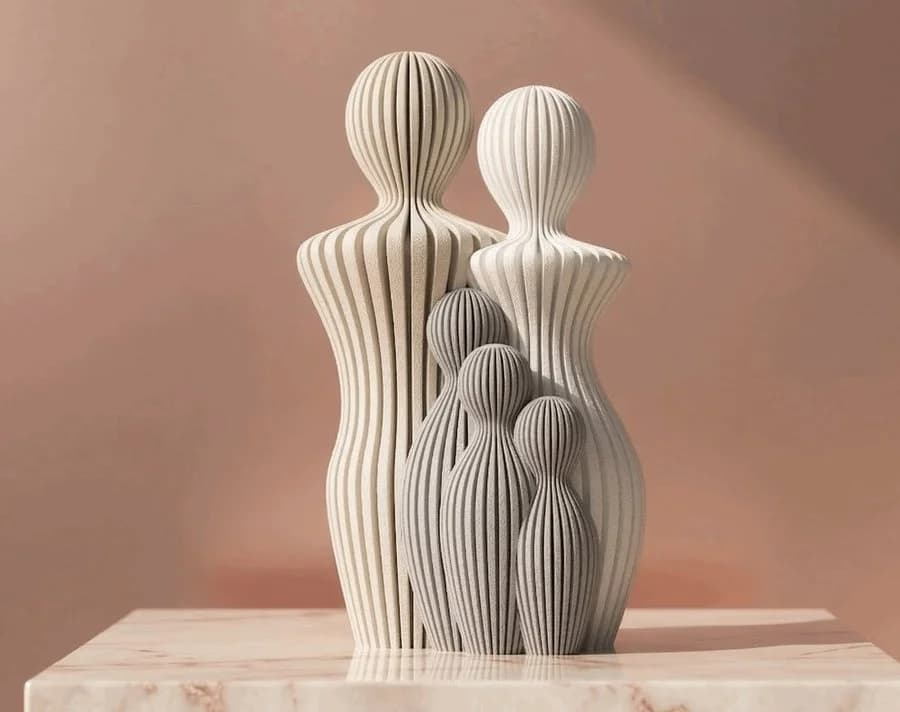 Couple & Three Children Sculpture