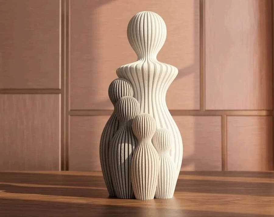 Mother & Four Children Sculpture