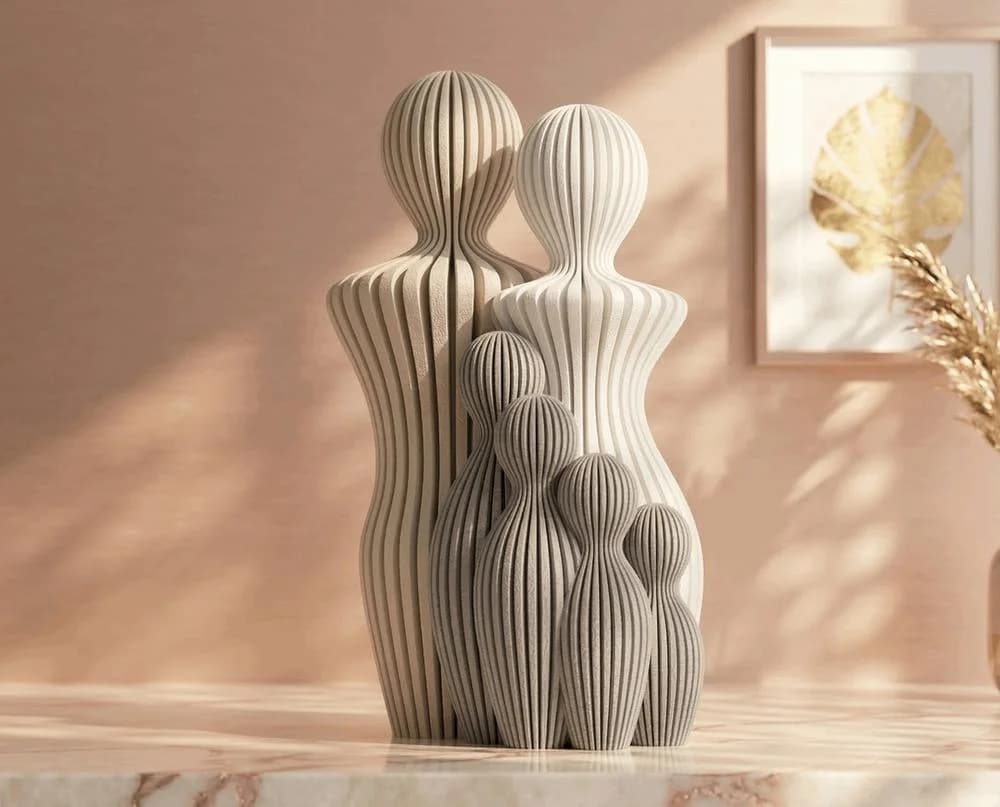 Couple & Four Children Sculpture